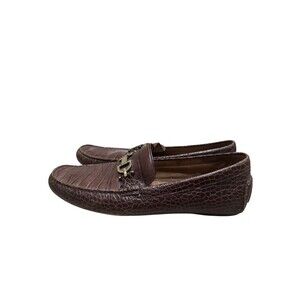 Donald J. Pliner Italy Dacio 2  Brown Croc Bit Loafers Men 13 Dress Shoes